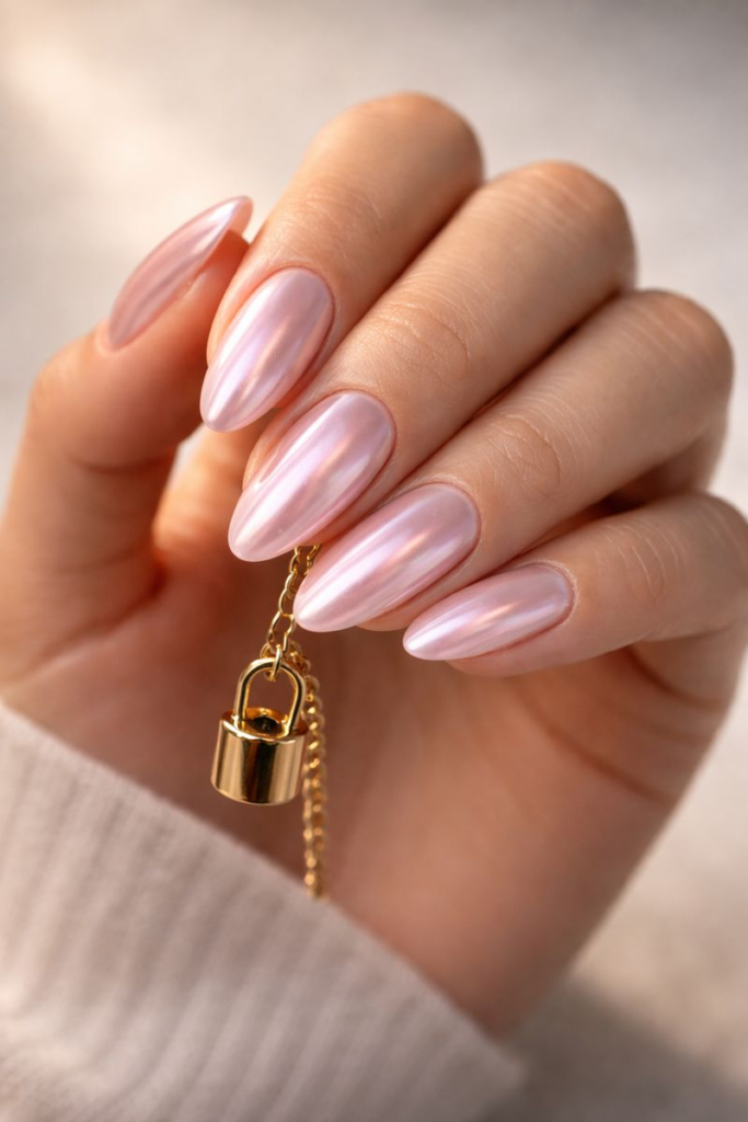 Light Pink Chrome Acrylic Nails: Almond, Square & Long Nail Inspiration for a Quiet Luxury Finish 3 Light Pink Chrome Acrylic Nails: Almond, Square & Long Nail Inspiration for a Quiet Luxury Finish