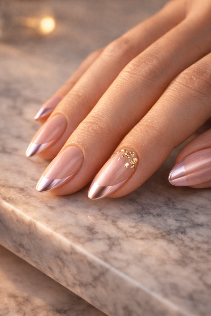 15 Light Pink Chrome Almond French Tip Designs That Redefine Luxury