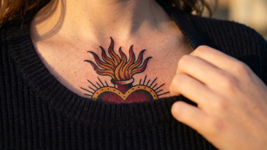 7 Powerful American Traditional Sternum Tattoos for Women Seeking Bold Symmetry
