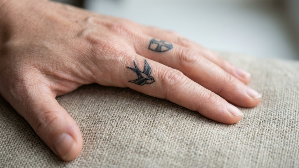 12 Simple & Small Feminine Black and White Traditional Tattoos for Chic Placement (Hands, Feet, Shin)