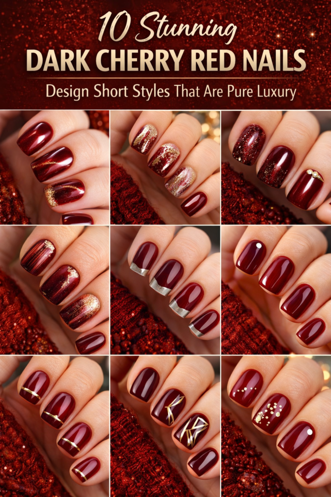10 Stunning Dark Cherry Red Nails Design Short Styles That Are Pure Luxury