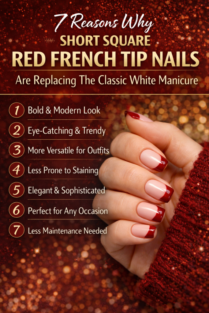 7 Reasons Why Short Square Red French Tip Nails Are Replacing The Classic White Manicure 5 7 Reasons Why Short Square Red French Tip Nails Are Replacing The Classic White Manicure