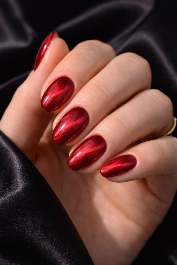 7 Step Tutorial for Cherry Red Cat Eye Nails at Home