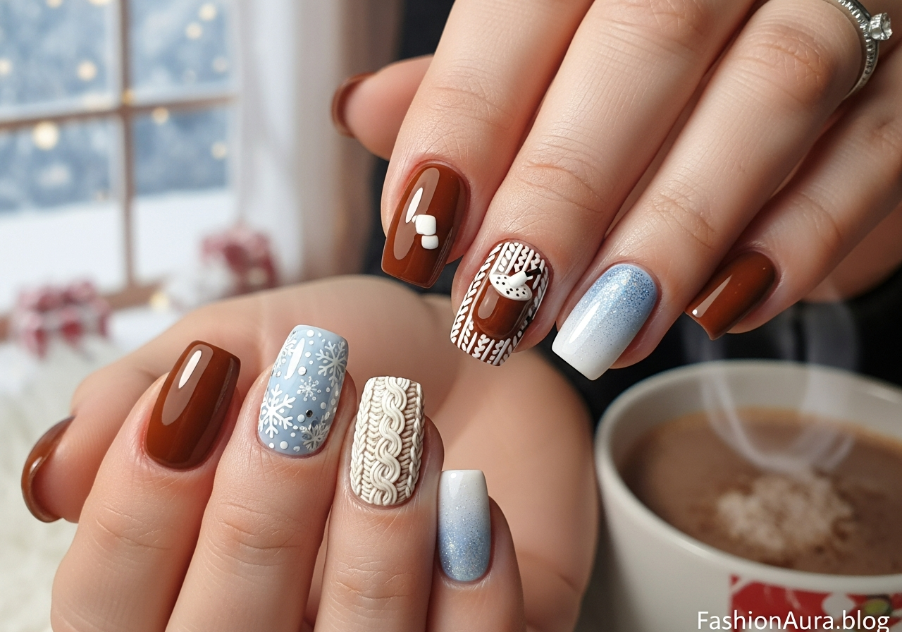 Cozy Winter Nails Inspired by Snowy Days, Hot Cocoa & Warm Sweaters