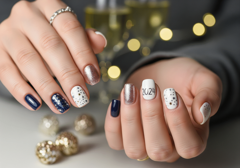 Short New Year Nails That Still Look Party Ready