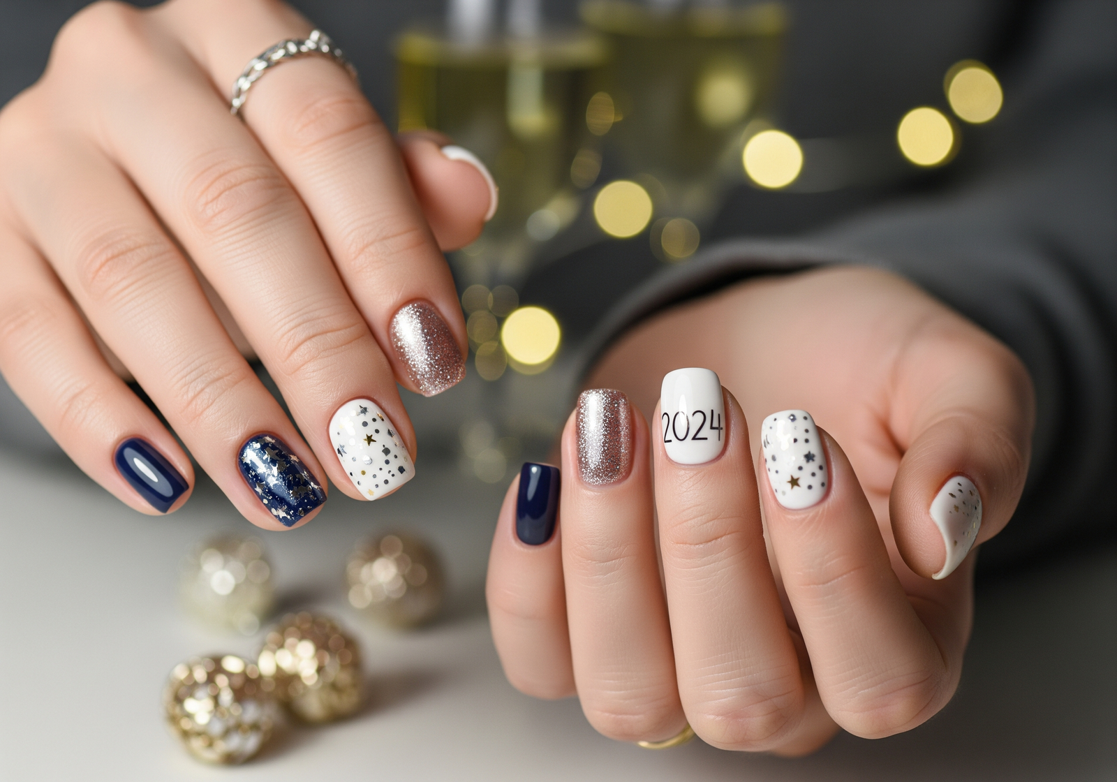 Short New Year Nails That Still Look Party Ready