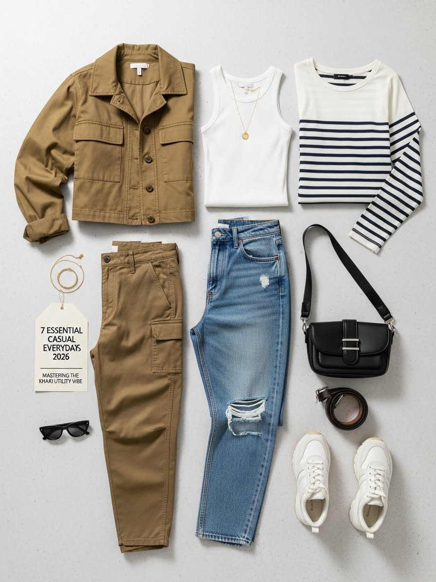 The 7 Essential Casual Everyday Outfits 2026: Mastering the Khaki Utility Vibe