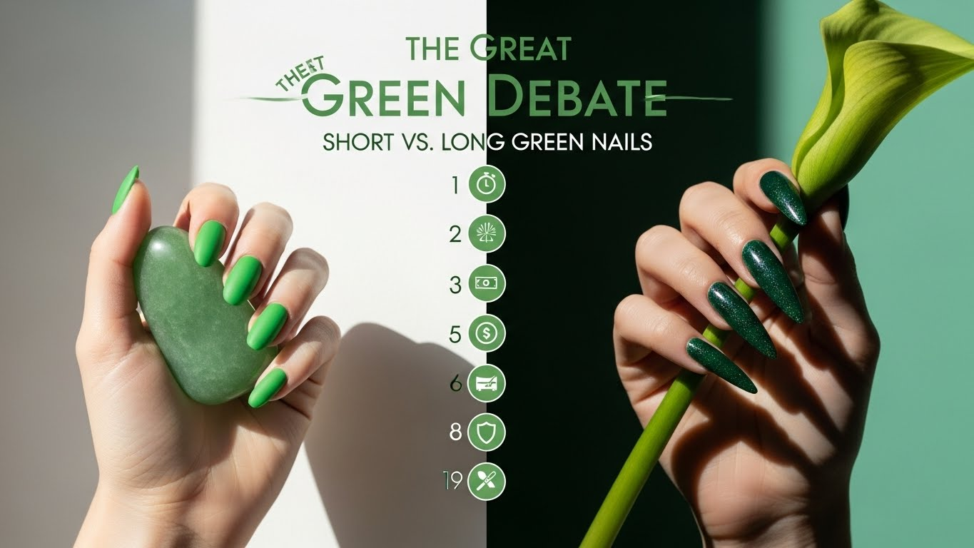 The Great Green Debate: 7 Key Factors to Decide Between Short vs. Long Green Nails