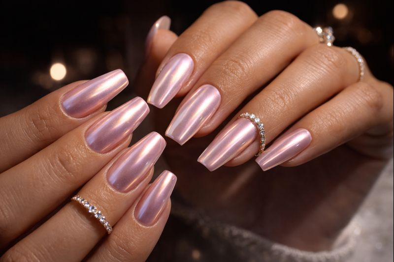 Light Pink Chrome Acrylic Nails: Almond, Square & Long Nail Inspiration for a Quiet Luxury Finish 5 Light Pink Chrome Acrylic Nails: Almond, Square & Long Nail Inspiration for a Quiet Luxury Finish