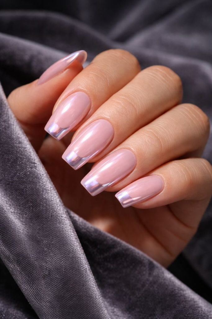 7 Ways to Master the Light Pink Chrome French Tip Trend: Modern, Classy & Trendy Looks 6 7 Ways to Master the Light Pink Chrome French Tip Trend: Modern, Classy & Trendy Looks