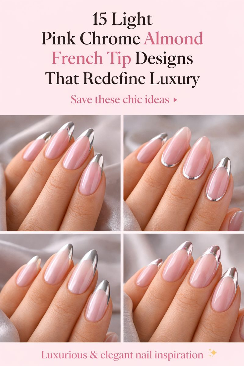 15 Light Pink Chrome Almond French Tip Designs That Redefine Luxury