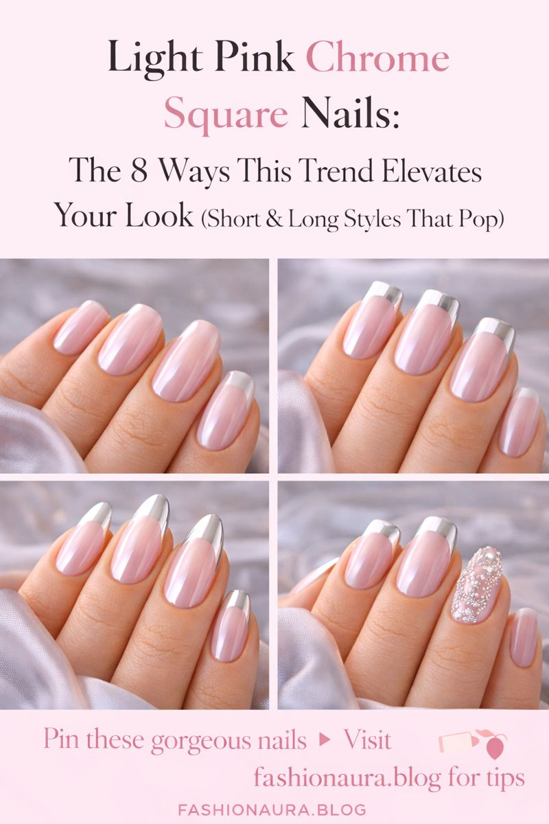 Light Pink Chrome Square Nails: The 8 Ways This Trend Elevates Your Look (Short & Long Styles That Pop)