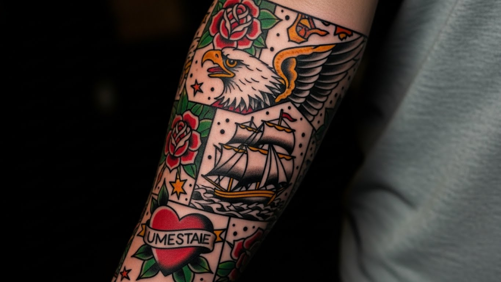 Patchwork Perfection: 5 Steps to Designing an Iconic American Traditional Tattoo Sleeve