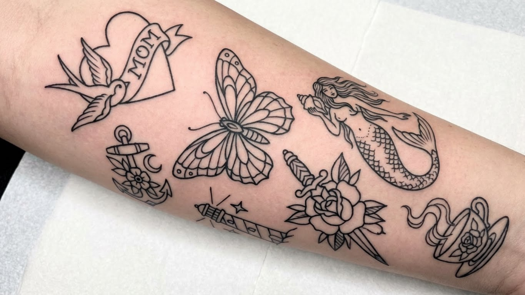 7 Stunning Feminine American Traditional Tattoo Outline Ideas for Women