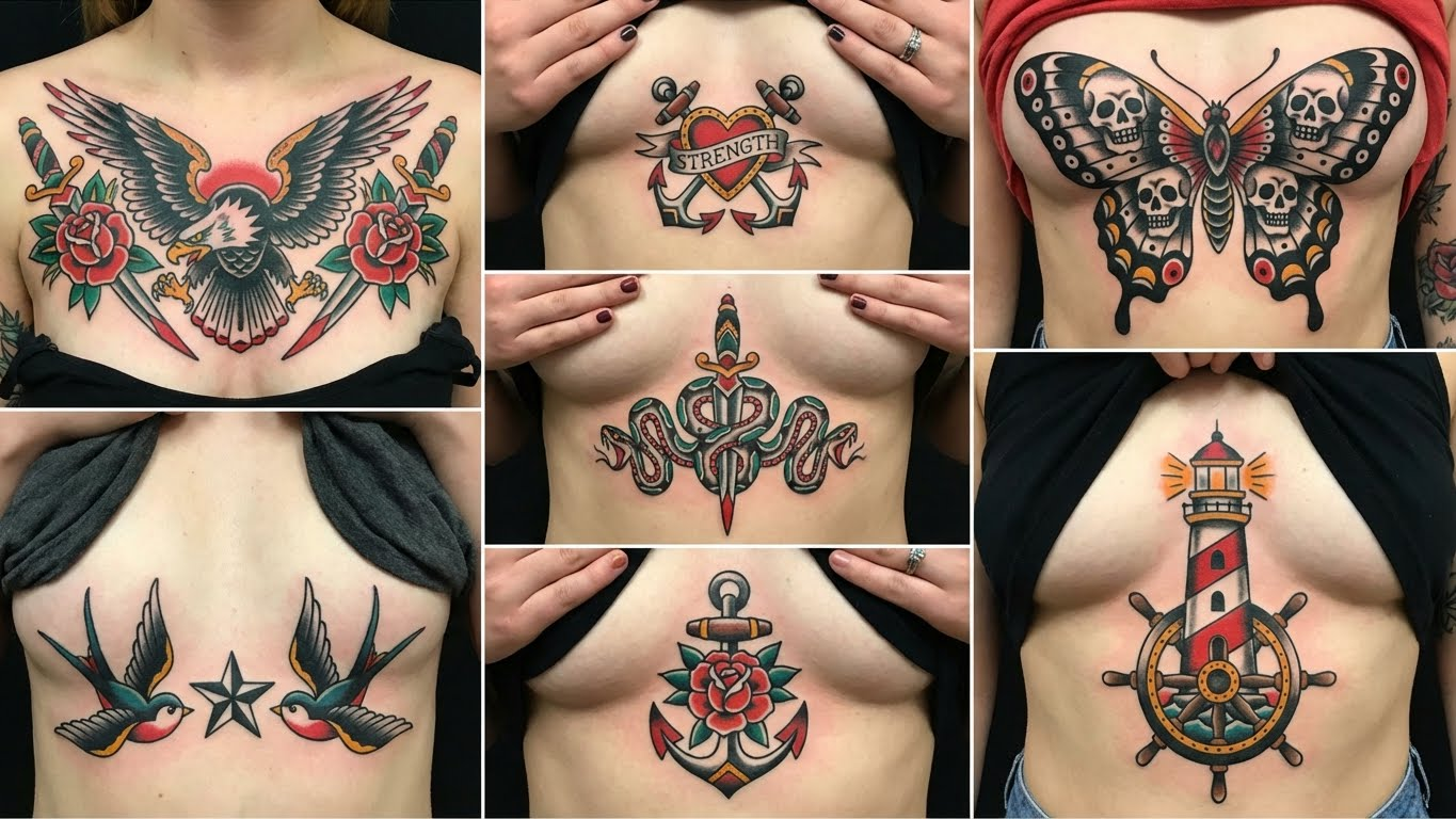 7 Powerful American Traditional Sternum Tattoos for Women Seeking Bold Symmetry
