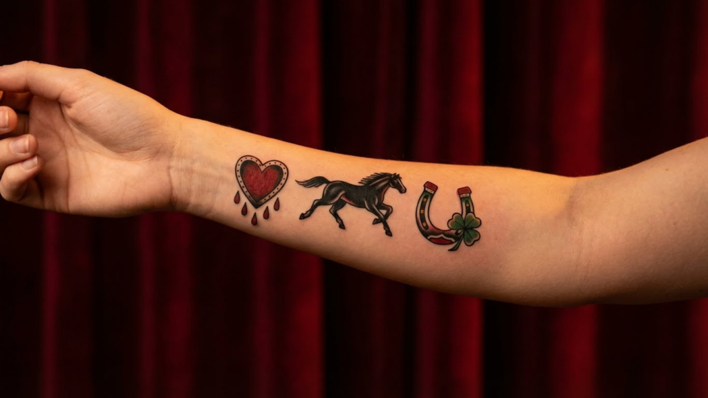 Hearts, Horses, and Horseshoes: 5 Feminine Motifs That Define American Traditional Tattoo Work 3 Hearts, Horses, and Horseshoes: 5 Feminine Motifs That Define American Traditional Tattoo Work
