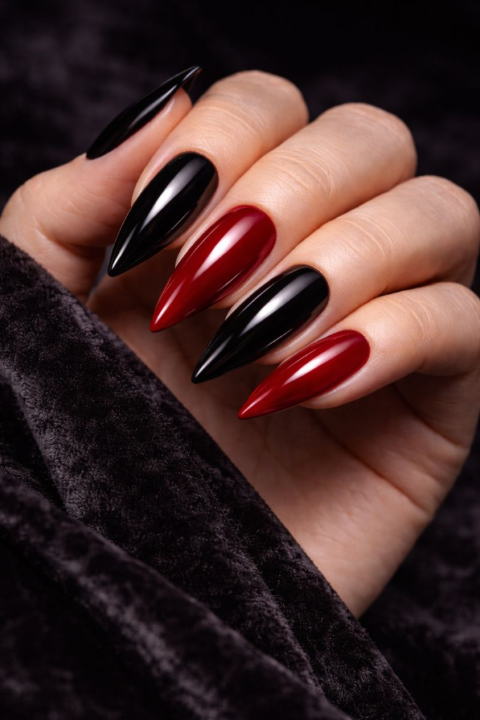 Baddie Aesthetic: 20 Black & Red Stiletto Nail Ideas That Command Attention
