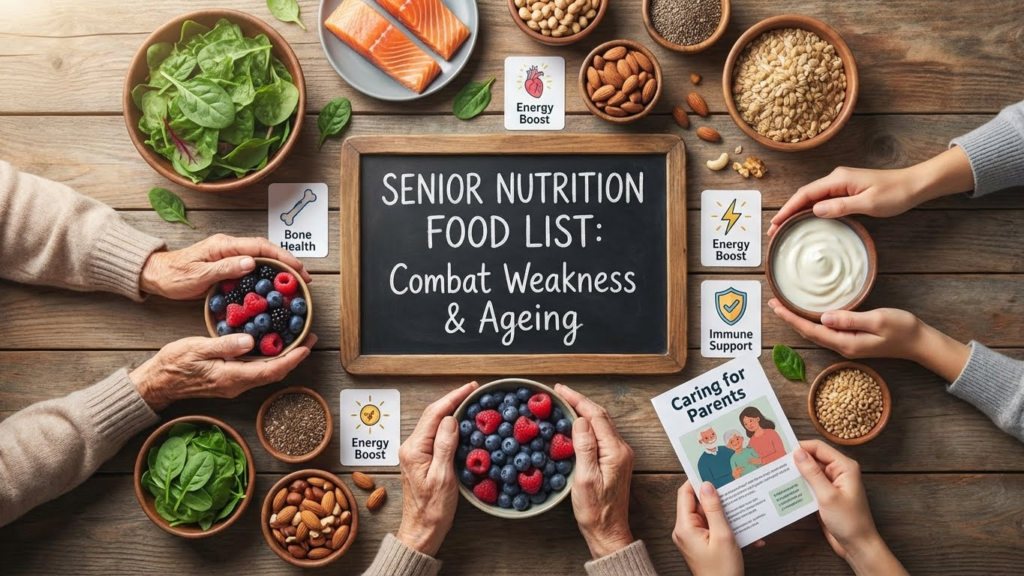 Caring for Parents: A Senior Nutrition Food List to Combat Weakness & Ageing