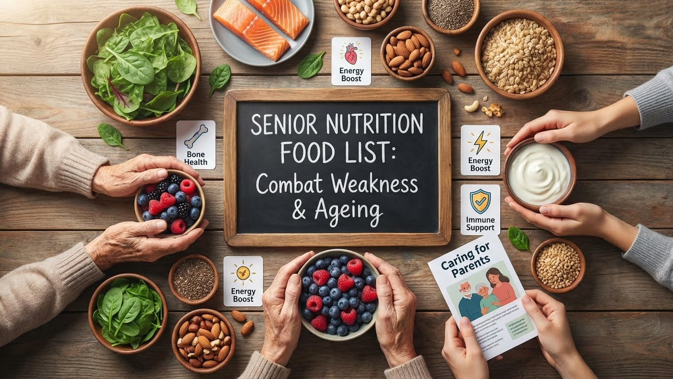 Caring for Parents: A Senior Nutrition Food List to Combat Weakness & Ageing