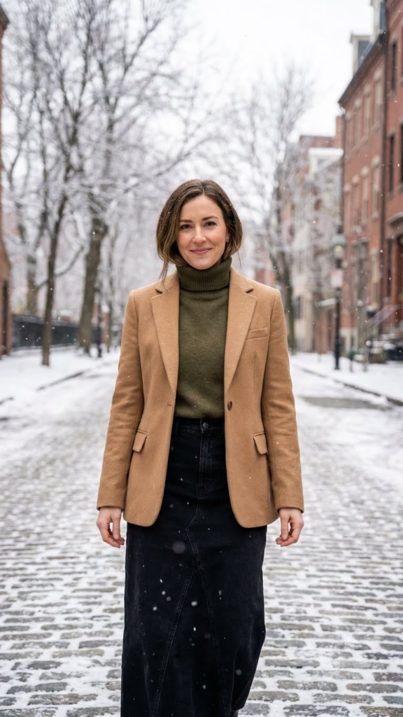 10 Chic Ways to Style a Long Black Denim Skirt for Winter