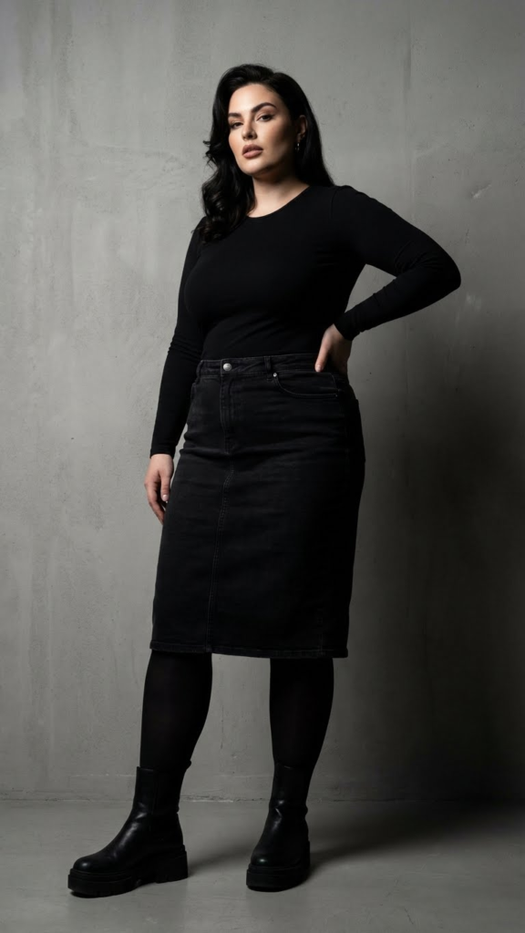 Rock Your Curves This Winter: 7 Stunning Plus Size Denim Skirt Outfits 8 Rock Your Curves This Winter: 7 Stunning Plus Size Denim Skirt Outfits