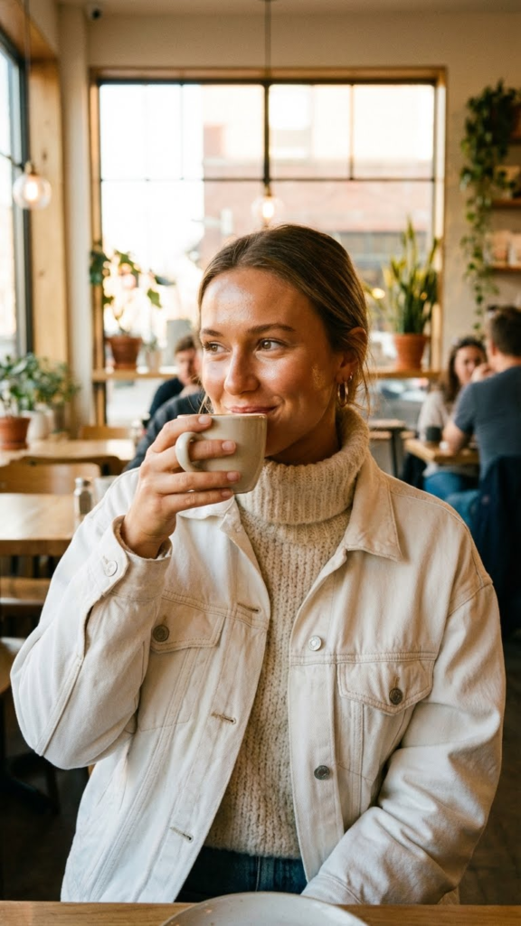 5 Ways to Layer a White Denim Jacket for Cold Weather 2 5 Ways to Layer a White Denim Jacket for Cold Weather