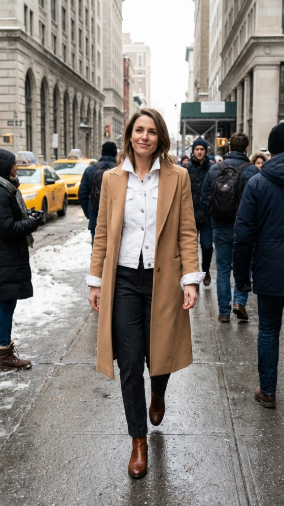 5 Ways to Layer a White Denim Jacket for Cold Weather 3 5 Ways to Layer a White Denim Jacket for Cold Weather