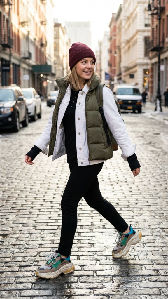 5 Ways to Layer a White Denim Jacket for Cold Weather 4 5 Ways to Layer a White Denim Jacket for Cold Weather