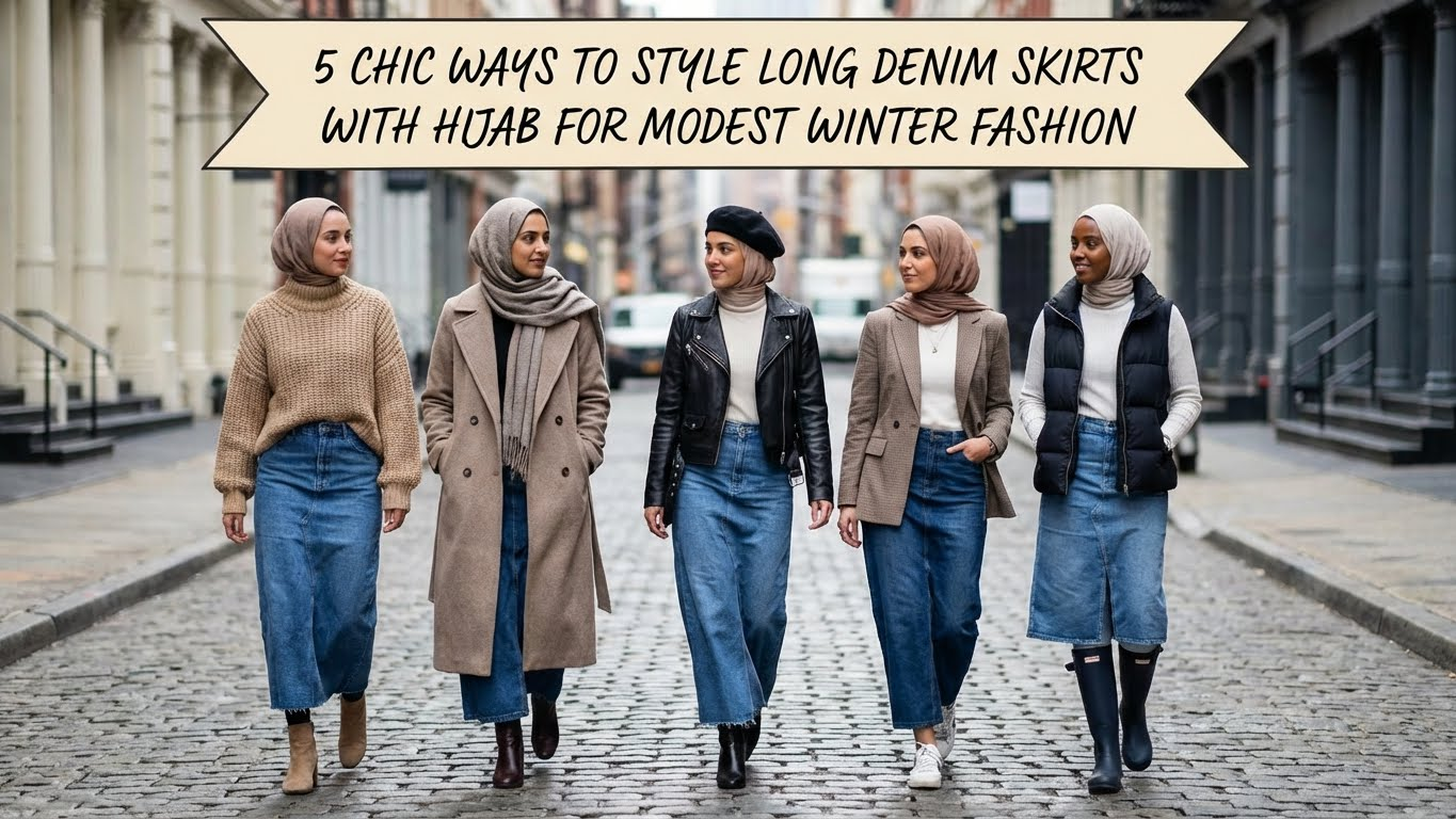 5 Chic Ways to Style Long Denim Skirts with Hijab for Modest Winter Fashion