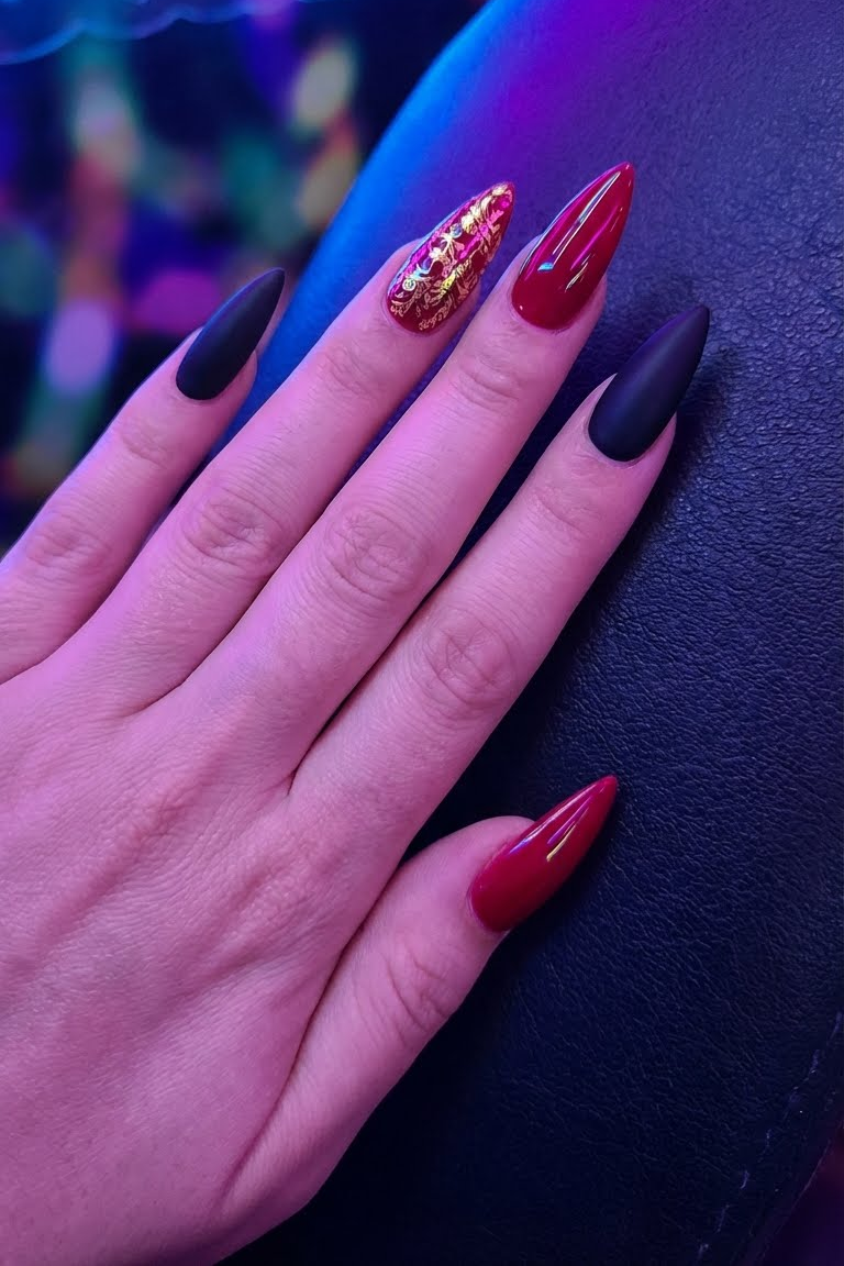 Baddie Aesthetic: 20 Black & Red Stiletto Nail Ideas That Command Attention
