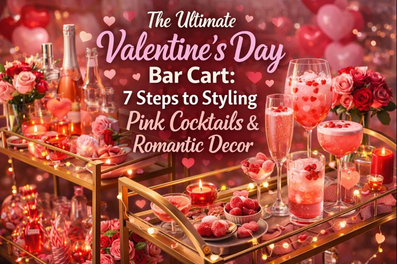 Valentine's Day Bar Cart: 7 Steps to Styling Pink Cocktails & Romantic Decor