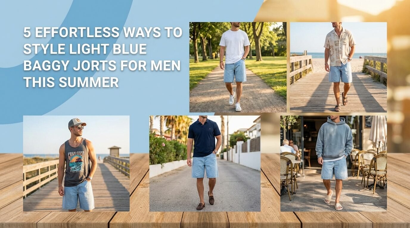 5 Effortless Ways to Style Light Blue Baggy Jorts for Men This Summer